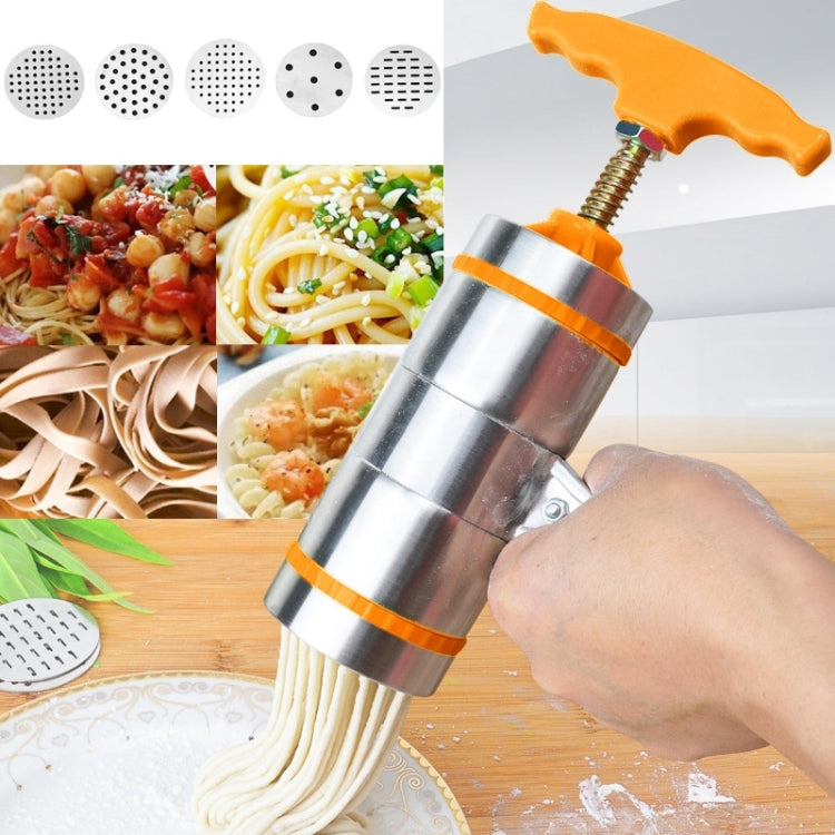 Máquina Manual Pequena para Fazer Massa com 5 Moldes em Aço Inoxidável, Estilo Prensa, Portátil
