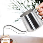 Cafeteira Manual com Bico Longo e Estreito em Aço Inoxidável 304 com Alça Suspensa, 250ML