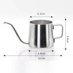 Cafeteira Manual com Bico Longo e Estreito em Aço Inoxidável 304 com Alça Suspensa, 250ML