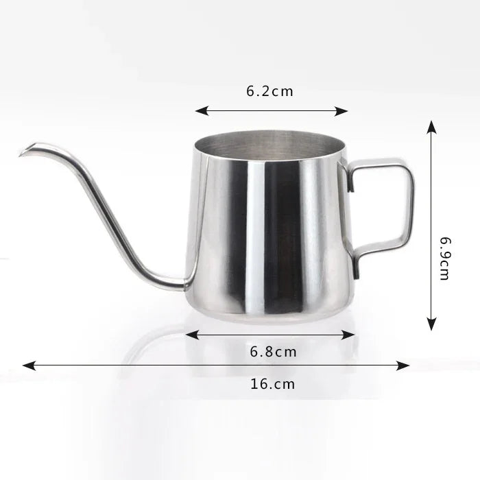 Cafeteira Manual com Bico Longo e Estreito em Aço Inoxidável 304 com Alça Suspensa, 250ML
