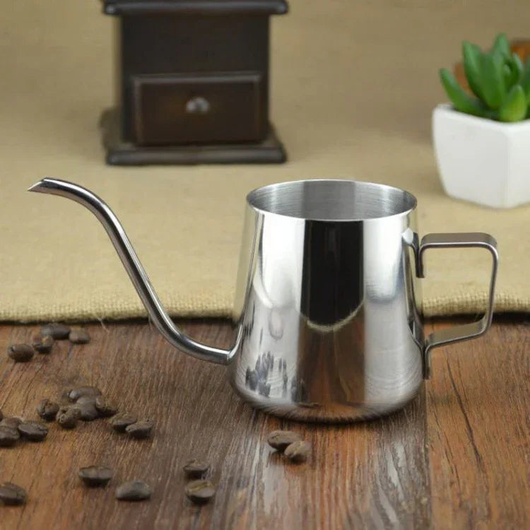 Cafeteira Manual com Bico Longo e Estreito em Aço Inoxidável 304 com Alça Suspensa, 250ML