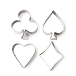 3 Conjuntos de Moldes de Biscoitos de Aço Inoxidável com Formato de Cartas de Poker, Espada e Coração, Cortador de Biscoitos para Bolo e Fondant