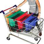 4 PCS / Conjunto de sacos para carrinho de supermercado em tecido não tecido, sacos de compras portáteis, sacos de compras