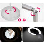 5X Lupa Dobrável com Braço Oscilante para Mesa com Luz para Tatuagem Facial, Sobrancelha, Salão de Unhas e Beleza, Luz Branca Fria