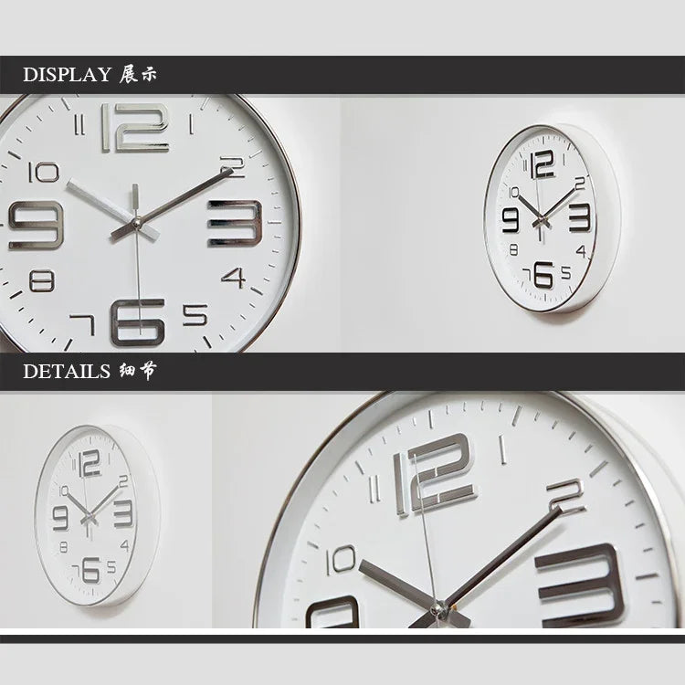 Relógio de Parede de Quartzo Simples Moderno Criativo Decorativo Redondo de 12 polegadas para Sala de Estar