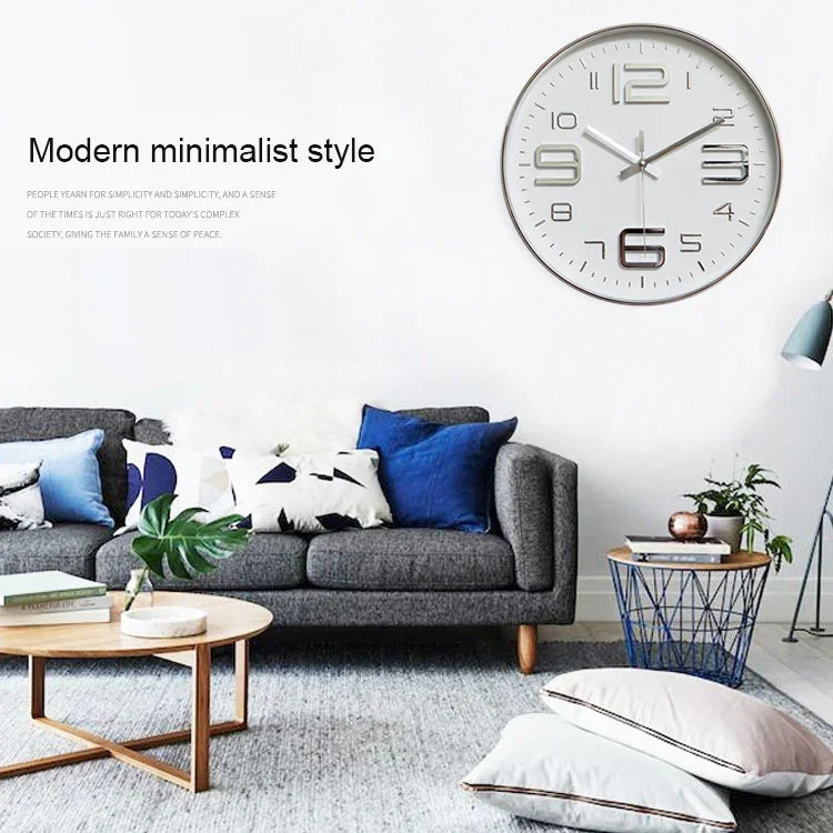 Relógio de Parede de Quartzo Simples Moderno Criativo Decorativo Redondo de 12 polegadas para Sala de Estar