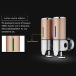 Dispensador Manual Duplo para Hotel Montado na Parede para Líquido de Lavagem, Champô e Sabonete, Capacidade: 1000ml, 1000ml/Prateado, 1000ml/Preto, 1000ml/Dourado, 1000ml/Transparente, 1000ml/Branco, 1000ml/Vermelho Escuro
