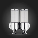 Dispensador Manual Duplo para Hotel Montado na Parede para Líquido de Lavagem, Champô e Sabonete, Capacidade: 1000ml, 1000ml/Prateado, 1000ml/Preto, 1000ml/Dourado, 1000ml/Transparente, 1000ml/Branco, 1000ml/Vermelho Escuro