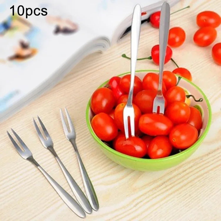10 PCS Garfos para Fruta em Aço Inoxidável Criativos Pequenos Garfos para Fruta Ecológicos, 10 PCS Garfos para Fruta