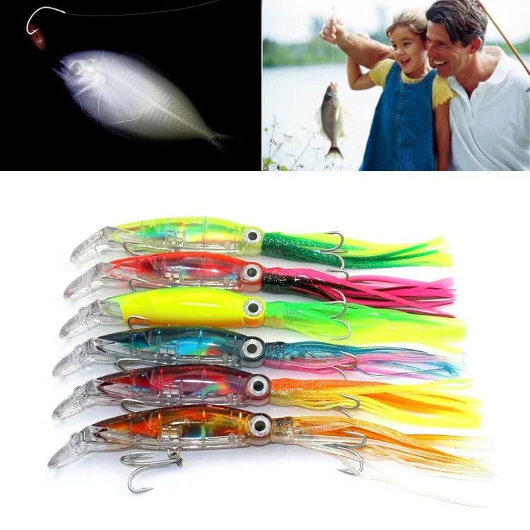 Iscas Artificiais de Pesca HENGJIA em Forma de Polvo Isco Biónico com Anzóis, Comprimento: 14 cm, Entrega de Cor Aleatória