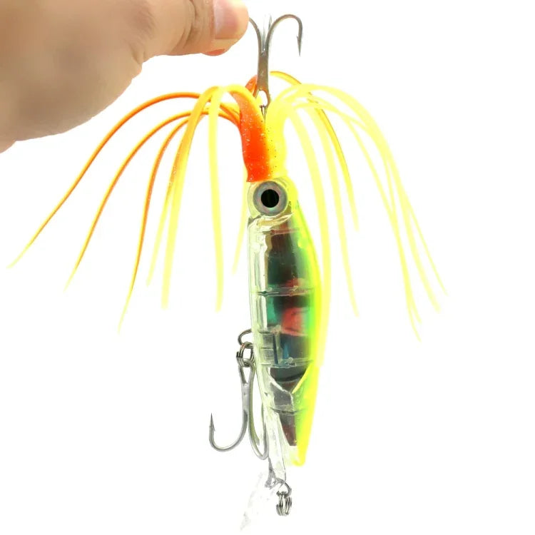 Iscas Artificiais de Pesca HENGJIA em Forma de Polvo Isco Biónico com Anzóis, Comprimento: 14 cm, Entrega de Cor Aleatória