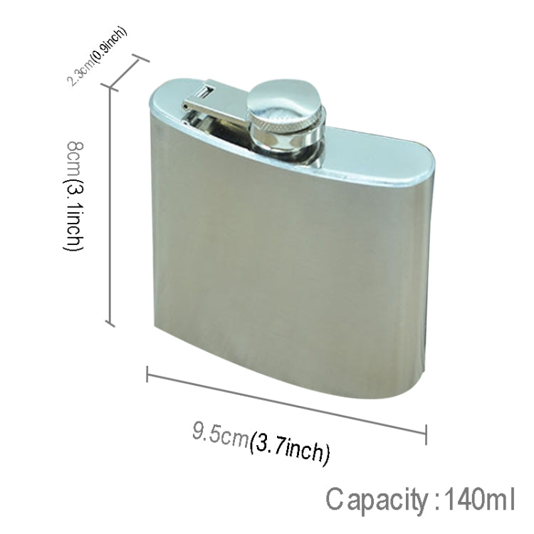 Cantil Portátil em Aço Inoxidável de 140mL (5oz) para Desporto ao Ar Livre, Casa e Viagem (com Pequeno Funil) (Prateado 140mL (5oz)), 140mL (5oz)