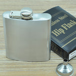 Cantil Portátil de Aço Inoxidável para Desporto ao Ar Livre, Casa e Viagem, 196mL (7oz) (com Funil Pequeno) (Prateado 196mL (7oz))