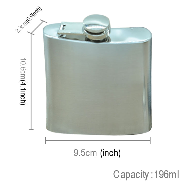 Cantil Portátil de Aço Inoxidável para Desporto ao Ar Livre, Casa e Viagem, 196mL (7oz) (com Funil Pequeno) (Prateado 196mL (7oz))