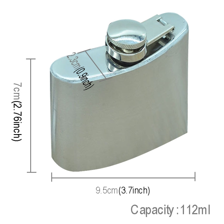 Cantil Portátil de Aço Inoxidável para Desporto ao Ar Livre, Casa e Viagem, 112mL (4oz) com Funil Pequeno (Prateado 112mL (4oz))