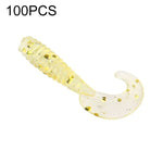 100 Unidades de Iscos Artificiais em Forma de Larvas com Cauda Longa e Lantejoulas para Pesca, Comprimento: 3,5cm, Forma de Larvas com Cauda Longa e Lantejoulas