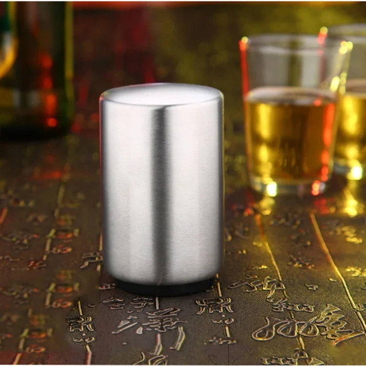 Abridor Magnético Automático para Tampas de Garrafa de Cerveja em Aço Inoxidável, Abridor de Cerveja de Pressão para Cozinha, Tamanho: 8,5 x 5,2cm, Abridor Magnético