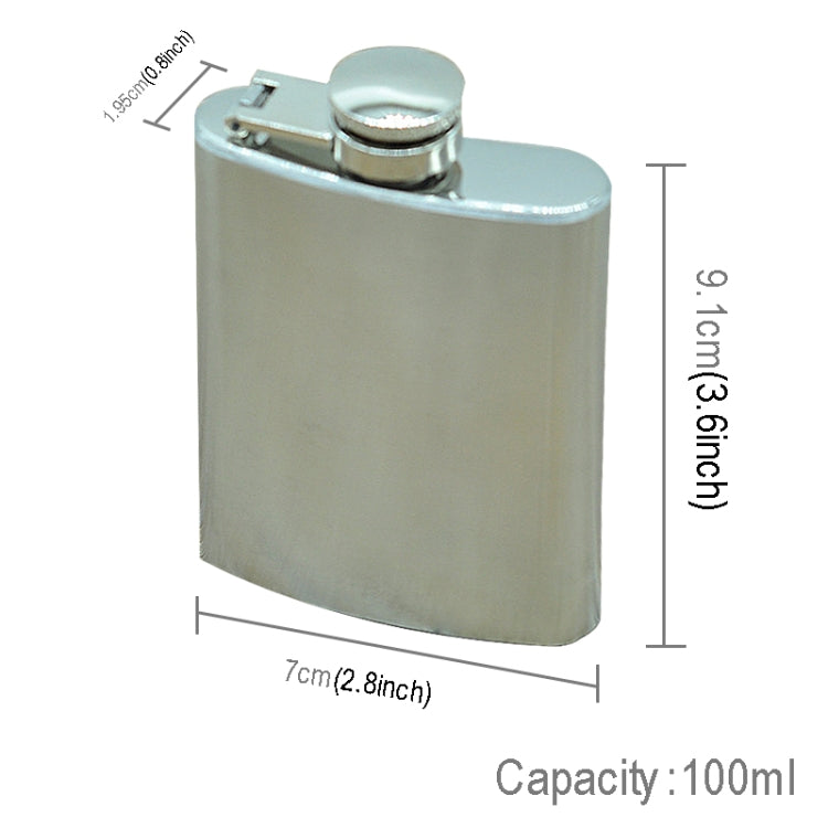 Cantil de Bolso 100ml (3.5oz) para Desporto ao Ar Livre, Garrafa Plana para Bebidas, Camping, Ultraligeiro, Resistente ao Desgaste, Prateado, 100ml (3.5oz)