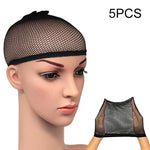 5 PCS Meias de Seda de Alta Elasticidade Rede de Cabelo Falsa Forro para Peruca Touca Snood Malha, A, Cor: Preto, A