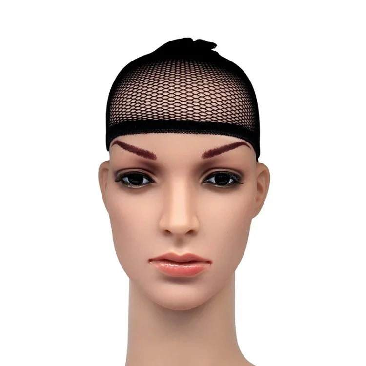 5 PCS Meias de Seda de Alta Elasticidade Rede de Cabelo Falsa Forro para Peruca Touca Snood Malha, A, Cor: Preto, A