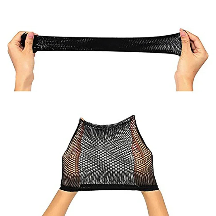 5 PCS Meias de Seda de Alta Elasticidade Rede de Cabelo Falsa Forro para Peruca Touca Snood Malha, A, Cor: Preto, A