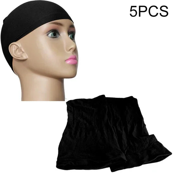5 Peças de Meias de Seda de Alta Elasticidade Rede para Cabelo Falso Touca para Peruca, B, Cor: Preto, B, Cor: Cor da Pele, B