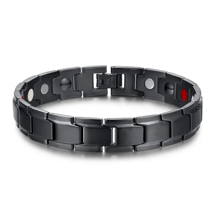 Pulseira Magnética de Saúde para Homem Estilo Europa e América em Aço Inoxidável com Revestimento Preto, Tamanho: 12mm*22cm (Preto), Tamanho: 12mm*22cm (Preto)