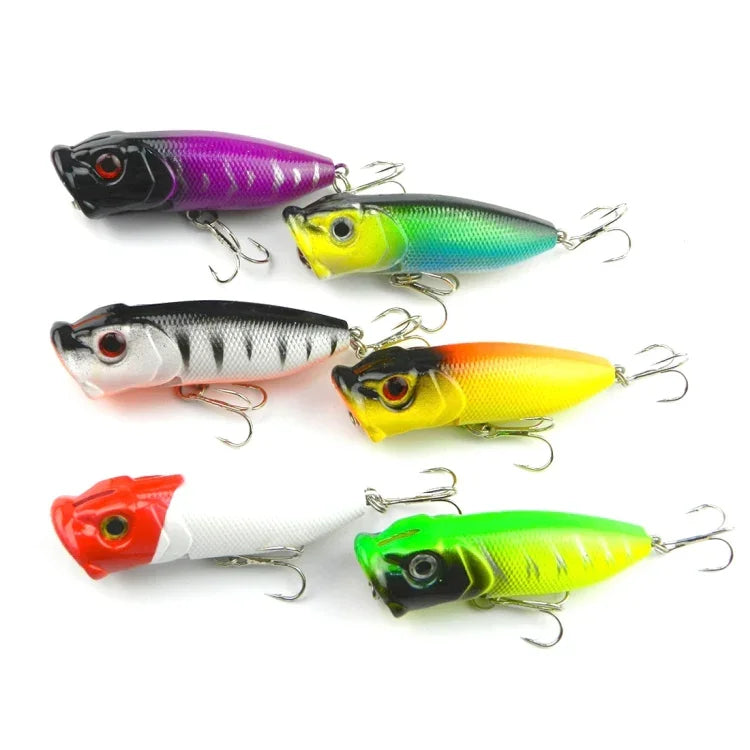 Iscas Artificiais de Plástico HENGJIA Popper Isco Biónico para Pesca com Anzóis, Comprimento: 6,5 cm, Entrega de Cor Aleatória, Comprimento: 6,5cm
