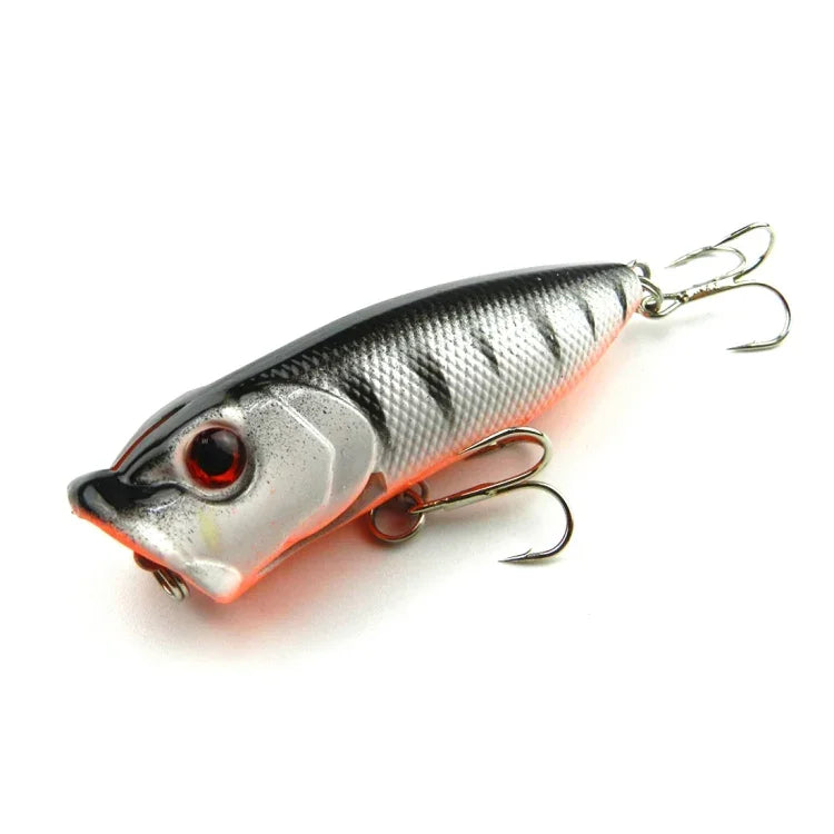 Iscas Artificiais de Plástico HENGJIA Popper Isco Biónico para Pesca com Anzóis, Comprimento: 6,5 cm, Entrega de Cor Aleatória, Comprimento: 6,5cm