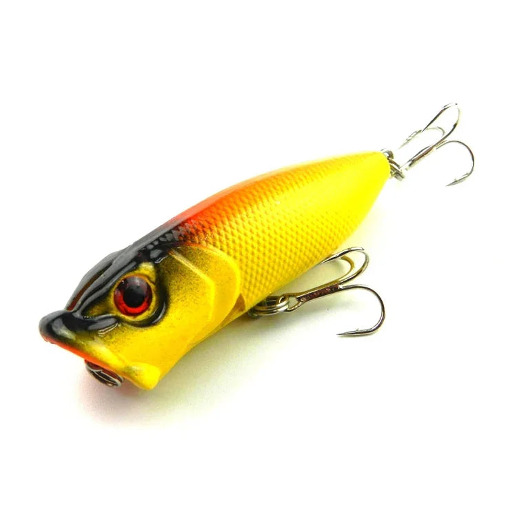 Iscas Artificiais de Plástico HENGJIA Popper Isco Biónico para Pesca com Anzóis, Comprimento: 6,5 cm, Entrega de Cor Aleatória, Comprimento: 6,5cm