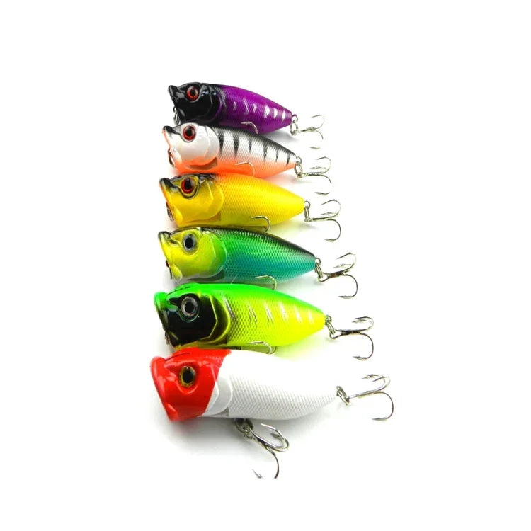 Iscas Artificiais de Plástico HENGJIA Popper Isco Biónico para Pesca com Anzóis, Comprimento: 6,5 cm, Entrega de Cor Aleatória, Comprimento: 6,5cm