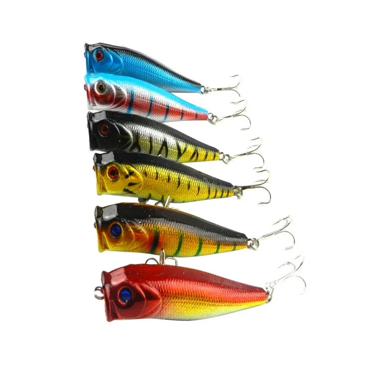Iscas Artificiais de Pesca HENGJIA Popper de Plástico Isco Biónico com Anzóis, Comprimento: 9 cm, Entrega de Cor Aleatória, Comprimento: 9 cm