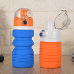 Chaleira Dobrável de Silicone para Viagem ao Ar Livre 500mL, Copo Telescópico, Garrafa Desportiva para Beber
