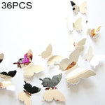 36 PCS Decoração de casa original com superfície espelhada 3D em PC, adesivo de parede borboleta, adesivo de parede borboleta 2
