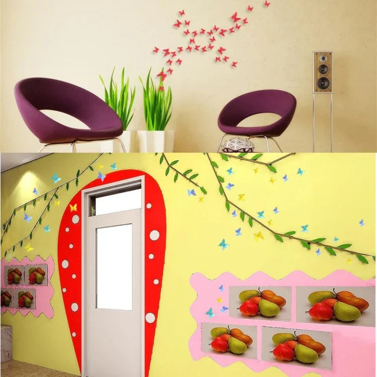 36 PCS Decoração de casa original com superfície espelhada 3D em PC, adesivo de parede borboleta, adesivo de parede borboleta 2