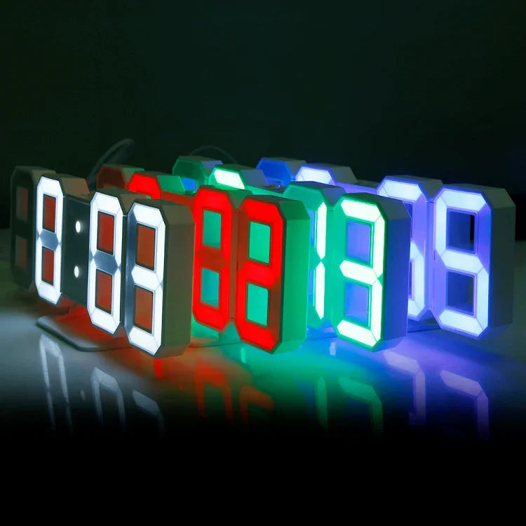 Multi-Function Large 3D LED Digital Wall Alarm Clock with Snooze Function, 12/24 Hours Display for Home, Kitchen, Office, DC 5V, CE Certificated, White Body Green Characters, White Body Blue Characters, White Body Red Characters                        ...