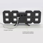 Relógio de Parede Digital LED 3D Multifuncional Grande com Função Soneca, Mostrador 12/24 Horas para Casa, Cozinha, Escritório, DC 5V, Certificado CE, Corpo Preto com Caracteres Verdes, Corpo Preto com Caracteres Azuis, Corpo Preto com Caracteres Brancos