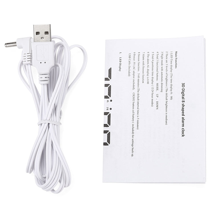 Relógio de Parede Digital LED 3D Multifuncional Grande com Função Soneca, Mostrador 12/24 Horas para Casa, Cozinha, Escritório, DC 5V, Certificado CE, Corpo Preto com Caracteres Verdes, Corpo Preto com Caracteres Azuis, Corpo Preto com Caracteres Brancos