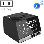 Relógio Despertador Bluetooth K11 com Coluna, Relógio Digital Criativo com Música, Rádio e Dupla Interface USB, Suporta Pen Drive / Cartão TF / FM / AUX, Ficha US, Ficha US (Preto), Ficha US (Branco)