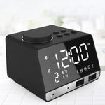 Relógio Despertador Bluetooth K11 com Coluna, Relógio Digital Criativo com Música, Rádio e Dupla Interface USB, Suporta Pen Drive / Cartão TF / FM / AUX, Ficha US, Ficha US (Preto), Ficha US (Branco)