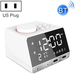 Relógio Despertador Bluetooth K11 com Coluna, Relógio Digital Criativo com Música, Rádio e Dupla Interface USB, Suporta Pen Drive / Cartão TF / FM / AUX, Ficha US, Ficha US (Preto), Ficha US (Branco)
