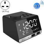 Relógio Despertador Bluetooth K11 com Coluna Criativa, Relógio Digital de Música, Rádio com Dupla Interface USB, Suporta Disco U / Cartão TF / FM / AUX, Ficha UK, Ficha UK (Preto), Ficha UK (Branco)