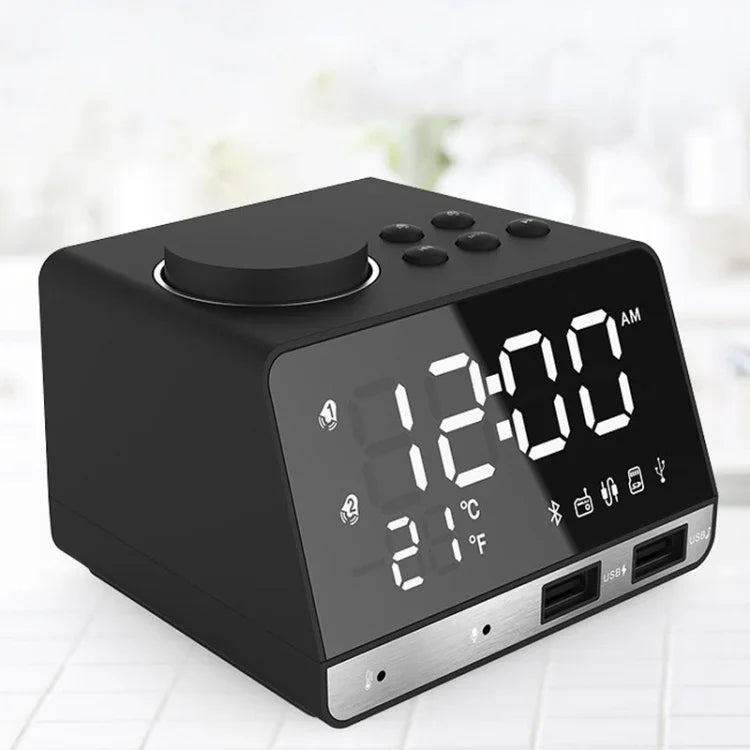 Relógio Despertador Bluetooth K11 com Coluna Criativa, Relógio Digital de Música, Rádio com Dupla Interface USB, Suporta Disco U / Cartão TF / FM / AUX, Ficha UK, Ficha UK (Preto), Ficha UK (Branco)