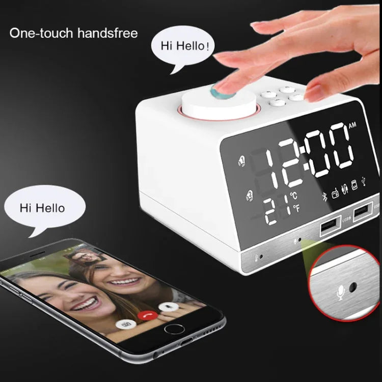 Relógio Despertador Bluetooth K11 com Coluna Criativa, Relógio Digital de Música, Rádio com Dupla Interface USB, Suporta Disco U / Cartão TF / FM / AUX, Ficha UK, Ficha UK (Preto), Ficha UK (Branco)