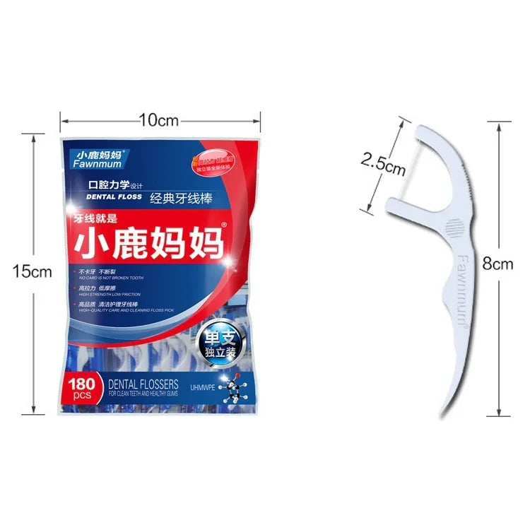 Fawnmum Fio Dental Ultra-fino Seguro com Super Tensão, Palito de Dente, 2 Pacotes / (180pcs)