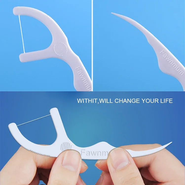 Fawnmum Fio Dental Ultra-fino Seguro com Super Tensão, Palito de Dente, 2 Pacotes / (180pcs)