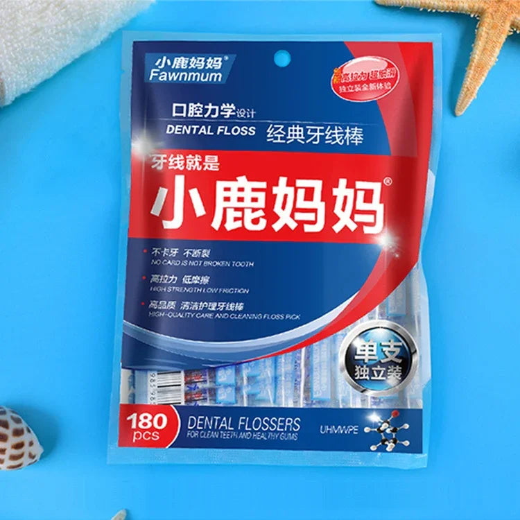Fawnmum Fio Dental Ultra-fino Seguro com Super Tensão, Palito de Dente, 2 Pacotes / (180pcs)