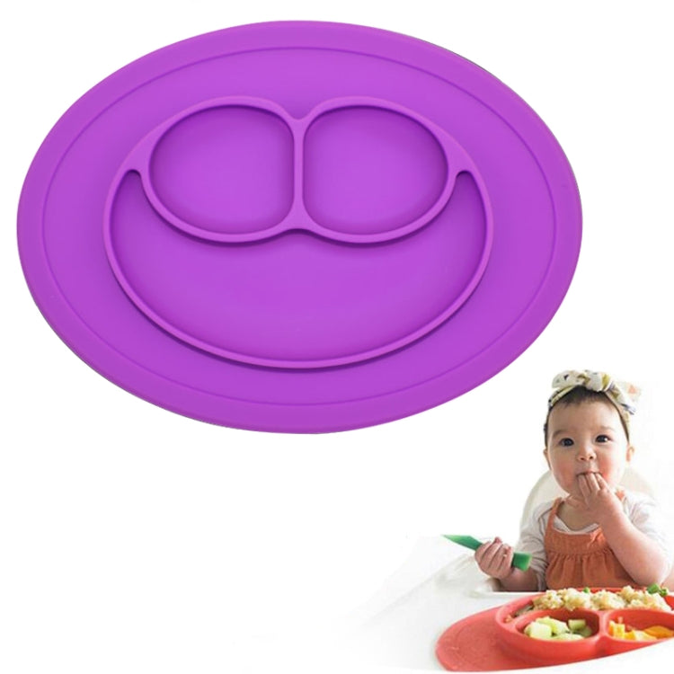 Tapete de Silicone Redondo de Uma Peça Estilo Sorriso com Ventosa para Crianças, com Prato e Tigela Integrados