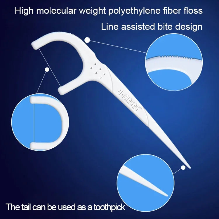 Fawnmum Fio Dental de Segurança Ultra-fino Plano Palito de Dente com Fio, 50pcs/Caixa, 2 Caixas / (50pcs)