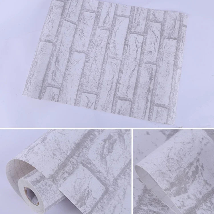 Papel de Parede Decorativo Criativo 3D Tijolo Branco, Adesivos para Parede de Quarto e Sala, Rolo de Papel de Parede Impermeável, Tamanho: 45 x 1000cm, Tijolo branco